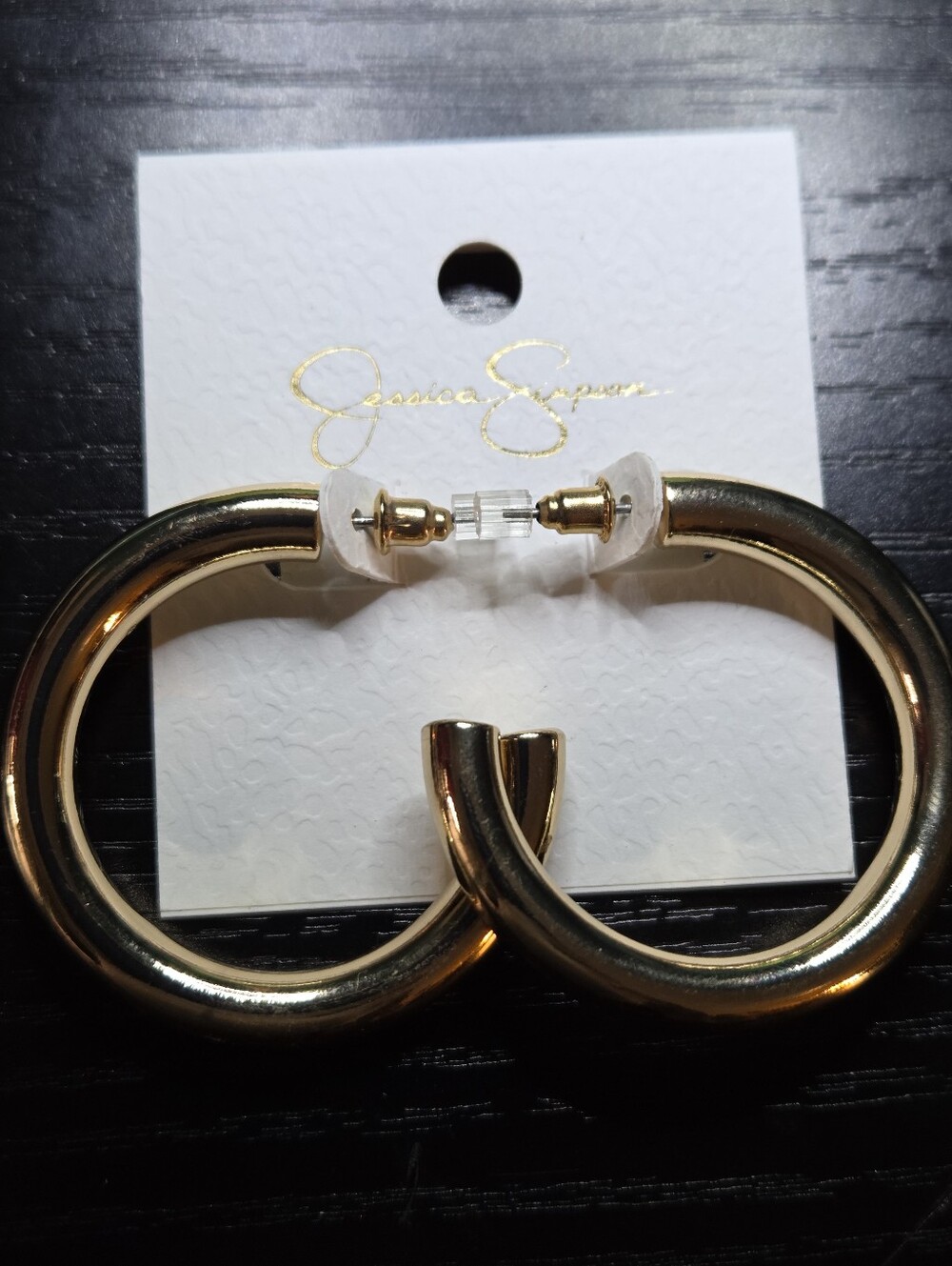 Jessica Simpson Shiny Gold Thick Hoop Earrings